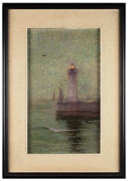 ESCUELA FRANCESA, 1899 FARO Óleo sobre lienzo de 41 x 24 cm. 41x24
