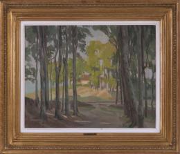 JEAN ARNAVIELLE (1881 - 1961) Pintor parisino CASA EN EL BOSQUE Óleo sobre lienzo de 46 x 61cm