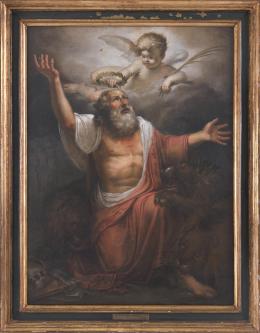 ESCUELA ITALIANA SIGLO XVII SAN IGNACIO DE ANTIOQUIA Óleo sobre lienzo 111,30 cm.x79 cm.