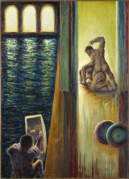 GUILLERMO PEREZ VILLALTA (1948) Pintor Tarifeño DUO Óleo sobre lienzo 140 cm. x100 cm.