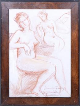 ADELINA VALENZUELA TAMAYO (Cazorla, Jaén, 1945) DESNUDOS FEMENINOS Sanguina sobre papel 48 cm.x36 cm.