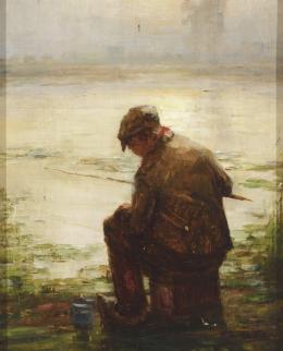 PIET GILLIS (1887-1965) PESCADOR Óleo sobre lienzo 78 cm. x66 cm.