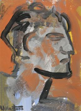 ANTONIO VILLA-TORO (1949) Pintor cordobés CABEZA Gouche sobre cartón 46 cm.x37 cm.