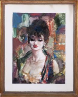 RAFAEL DE BUCK (1902-1986) Pintor Belga RETRATO FEMENINO Acuarela sobre papel. 90 cm. x41 cm.