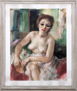 RAFAEL DE BUCK (1902-1986) Pintor Belga DESNUDO FEMENINO Acuarela sobre papel 87 cm. x70 cm.