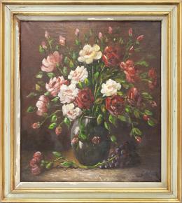 GUSTAVE HELICK (1884-1954) BODEGÓN CON JARRO Y FLORES Óleo sobre lienzo 99 cm. x89 cm.