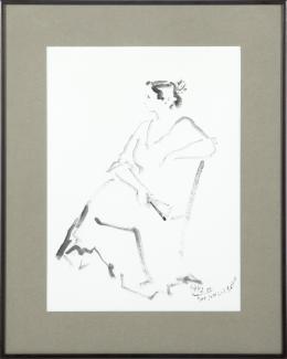 RAMÓN GAYA (1910-2005) Pintor murciano FLAMENCA Aguada sobre papel 40 cm. x32,5 cm.