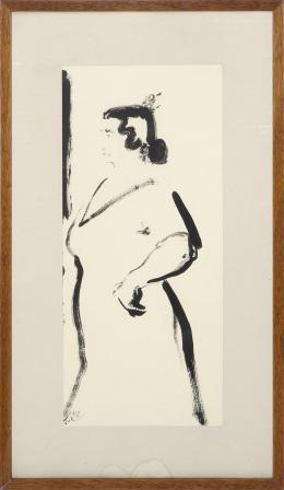 RAMÓN GAYA (1910-2005) Pintor murciano FLAMENCA Tinta sobre papel 43,50 cm.x25 cm.