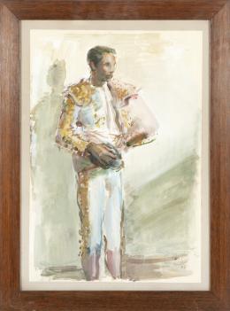 RAMÓN GAYA (1910-2005) Pintor murciano TORERO Óleo sobre cartulina 60,5 cm.x45 cm.