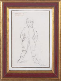 RICARDO DE VILLODAS (1846-1904) Pintor madrileño RETRATO DE NIÑO Dibujo sobre papel 24 cm. x20 cm.