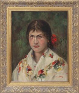 LINO CASIMIRO IBORRA (1858-1935) Pintor cantabro GITANA Óleo sobre lienzo 58 cm.x50 cm.