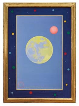 Margaret Marley Modlin (Carolina del norte 1927-Madrid 1998) El planeta rojo sobre fondo azul Óleo sobre lienzo 61 cm. x38 cm.