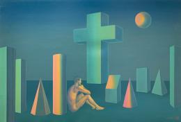 Margaret Marley Modlin (Carolina del norte 1927-Madrid 1998) La cruz Óleo sobre lienzo 52 cm. x75 cm.