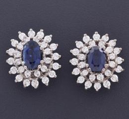 PENDIENTES EN ORO 18KT, ZAFIROS Y DIAMANTES