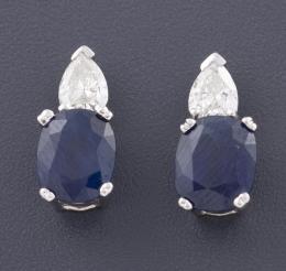 PENDIENTES EN ORO 18KT, ZAFIROS Y DIAMANTES