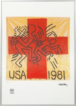 KEITH HARING (1958-1990) EL EXORCISTA, 1981 Estampa en color sobre papel. 71,50 cm.x51 cm.