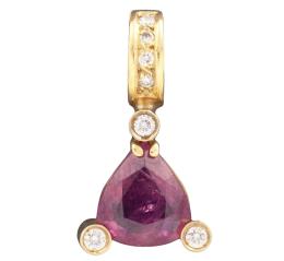 COLGANTE EN ORO 18KT, RUBÍ Y DIAMANTES