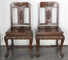 PAREJA DE SILLAS ORIENTALES Madera 91,50 cm. x49,50 cm. x45,50 cm.