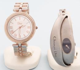 LOTE DE DOS RELOJES DIOR EN METAL PLATEADO Y DORADO CON CORREA DE METAL ,DIOR NO SE PUEDE COMPROBAR SU FUNCIONAMIENTO,MOVIMIENTO CUARZO.  