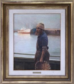 MANUEL MARTÍNEZ ALCOVER (1927) PESCADOR Óleo sobre lienzo 79 cm. x70 cm.
