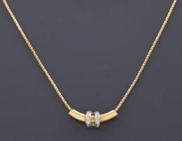 COLLAR Y COLGANTE CON CIRCONITAS EN ORO 18 KT collar y colgante realizados en oro bicolor de 18kt con circonitas incoloras  
