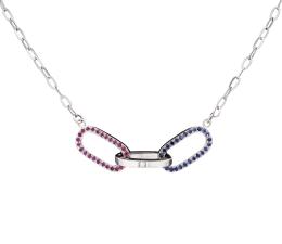 COLLAR CON COLGANTE EN ORO 18KT, ZAFIROS, RUBÍES Y DIAMANTES