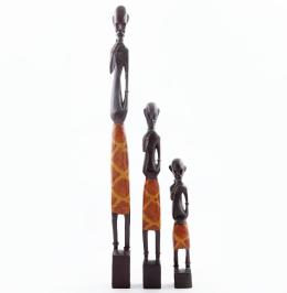CONJUNTO DE TRES FIGURAS DE ETNIAS Ebano 45 cm.