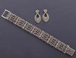 PULSERA Y PENDIENTES ESTILO ANTIGUO EN PLATA