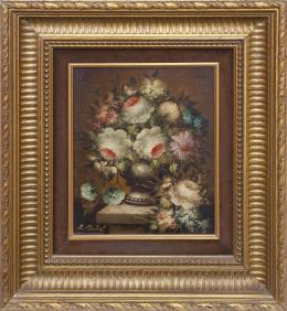 R. MICHEL FLORERO CON ROSAS Óleo sobre lienzo 47 cm.x42 cm.