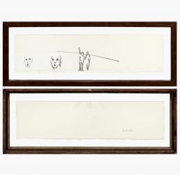 JUAN MUÑOZ (1953-2001) ROSTROS Y PERSONAJES Carboncillo y tinta sobre papel 16 cm. x42 cm.