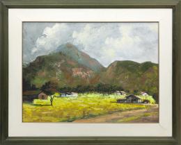 PAISAJE RURAL Y MONTAÑOSO CON CASAS, 1994.