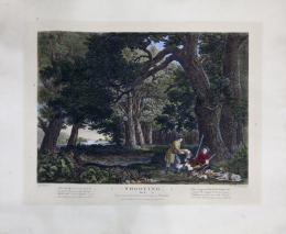 WILLIAM WOOLLET (Maidstone, Inglaterra, 1735 - Londres, Inglaterra, 1785) "SHOOTING, PLATE IV", GRABADO POR WILLIAM WOOLLETT SIGUIENDO UNA PINTURA DE LA POSESIÓN DE M. BRADFORD. Aguafuerte sobre papel. 43 x55 cm.
