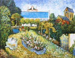 JACQUES (S.XX) VISTA DEL JARDÍN JUNTO A PALACIO. Óleo sobre lienzo 92 cm. x120 cm.