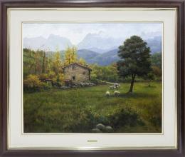 ALBERT GRACIA (S. XX) LOS PICOS DESDE LOR. Óleo sobre lienzo 102,50 cm. x121,50 cm.