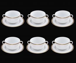 CONJUNTO DE SEIS TAZAS DE CONSOMÉ CON SUS PLATOS