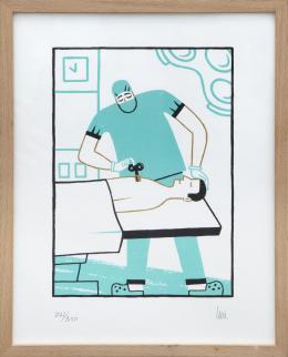 INTERVENCIÓN MÉDICA Grabado 26 cm. x21,50 cm.