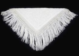 MANTÓN DE MANILA BORDADO EN SEDA CON MOTIVOS FLORALES, EN TONO CREMA, PRINCIPIOS S. XX.
