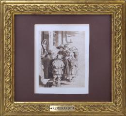 DIBUJO ORIGINAL ÚNICO PREPARATORIO PARA EL GRABADO “MENDIGOS RECIBIENDO LIMOSNA EN LA PUERTA DE UNA CASA”, S.XVII