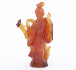 FIGURA DE DAMA CON MURCIÉLAGO, CHINA, S.XX.