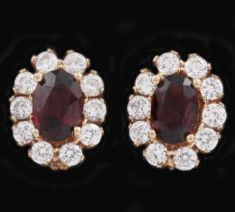 PENDIENTES EN ORO 18 KT CON GRANATES Y CIRCONITAS