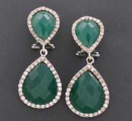 PENDIENTES EN ORO 18 KT CON CALCEDONIAS Y CIRCONITAS