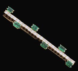 ALFILER EN ORO 18KT, DIAMANTES Y ESMERALDAS