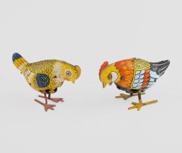 PAREJA DE GALLOS DE HOJALATA LITOGRAFIADA DE LA FABRICA PAYÁ.AÑOS 20