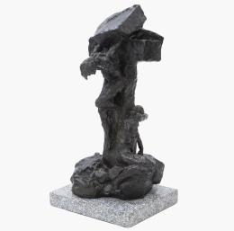 ESCULTURA EN BRONCE PATINADO DE JESÚS AGONIZANDO EN LA CRUZ