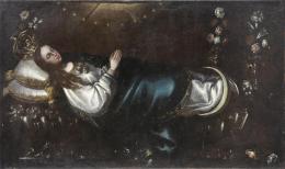 LA DORMICIÓN DE LA VIRGEN, SIGUIENDO MODELOS DE LA PINTURA VIRREINAL, S. XVIII