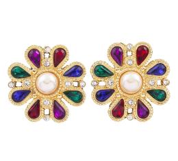 PENDIENTES DE METAL, PIEDRAS DE COLOR Y PERLAS DE IMITACIÓN