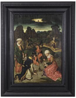 LA RECOLECCIÓN DEL MANÁ, COPIA DEL ORIGINAL DE DIRK BOUTS (Holanda, 1415 - Flandes 1475)