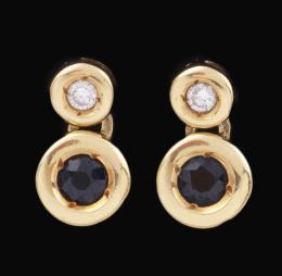 PENDIENTES EN ORO 18KT CON ZAFIROS Y DIAMANTES