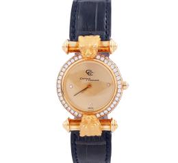 RELOJ DE SEÑORA CARRERA Y CARRERA EN ORO 18KT, DIAMANTES Y CORREA DE PIEL. CUARZO