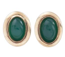 PENDIENTES EN ORO 18KT Y CALCEDONIAS VERDES